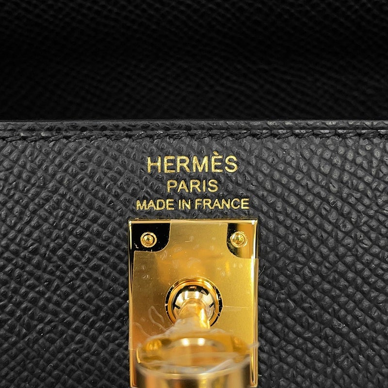 エルメス ハンドバッグ ケリー25 外縫い ブラック/ゴールド金具 エプソン G刻印 HERMES 2wayバッグ 黒