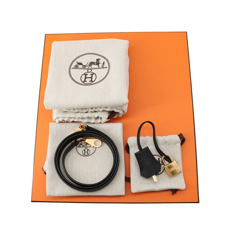 エルメス ハンドバッグ ケリー25 外縫い ブラック/ゴールド金具 エプソン G刻印 HERMES 2wayバッグ 黒