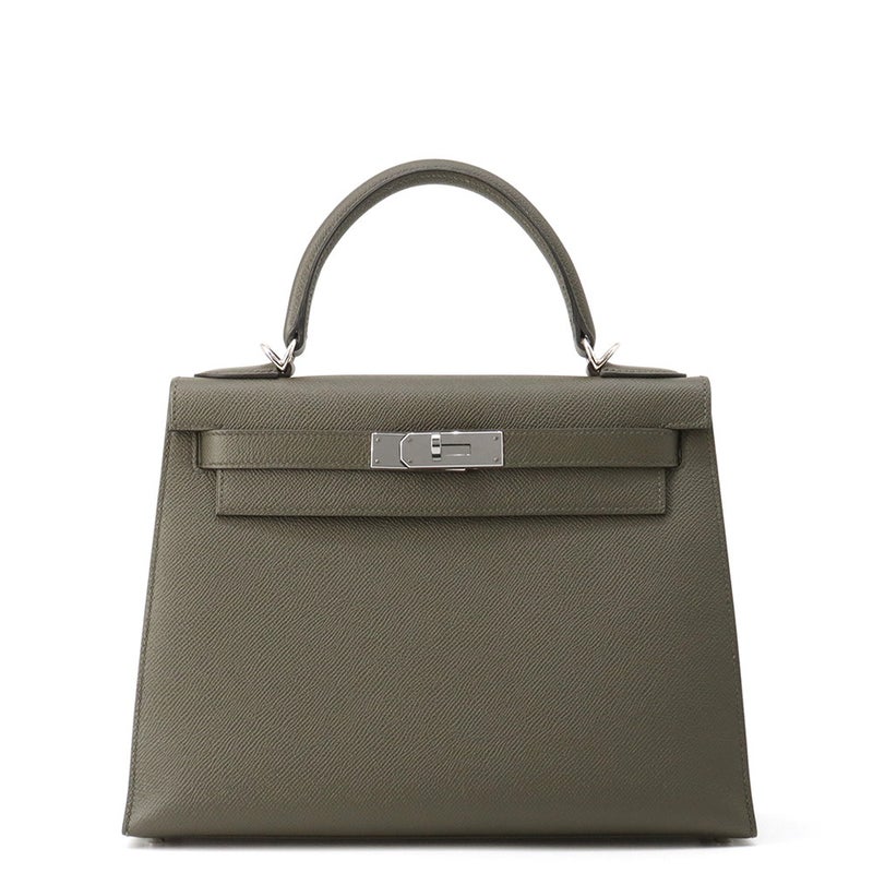 エルメス ハンドバッグ ケリー28 外縫い ヴェールグリス/シルバー金具 エプソン Y刻印 HERMES 2wayバッグ