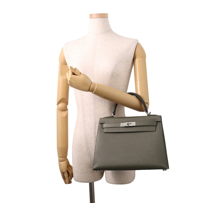 エルメス ハンドバッグ ケリー28 外縫い ヴェールグリス/シルバー金具 エプソン Y刻印 HERMES 2wayバッグ