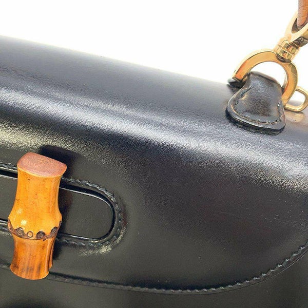 グッチ ハンドバッグ オールドグッチ バンブー GUCCI バッグ ショルダーバッグ 黒