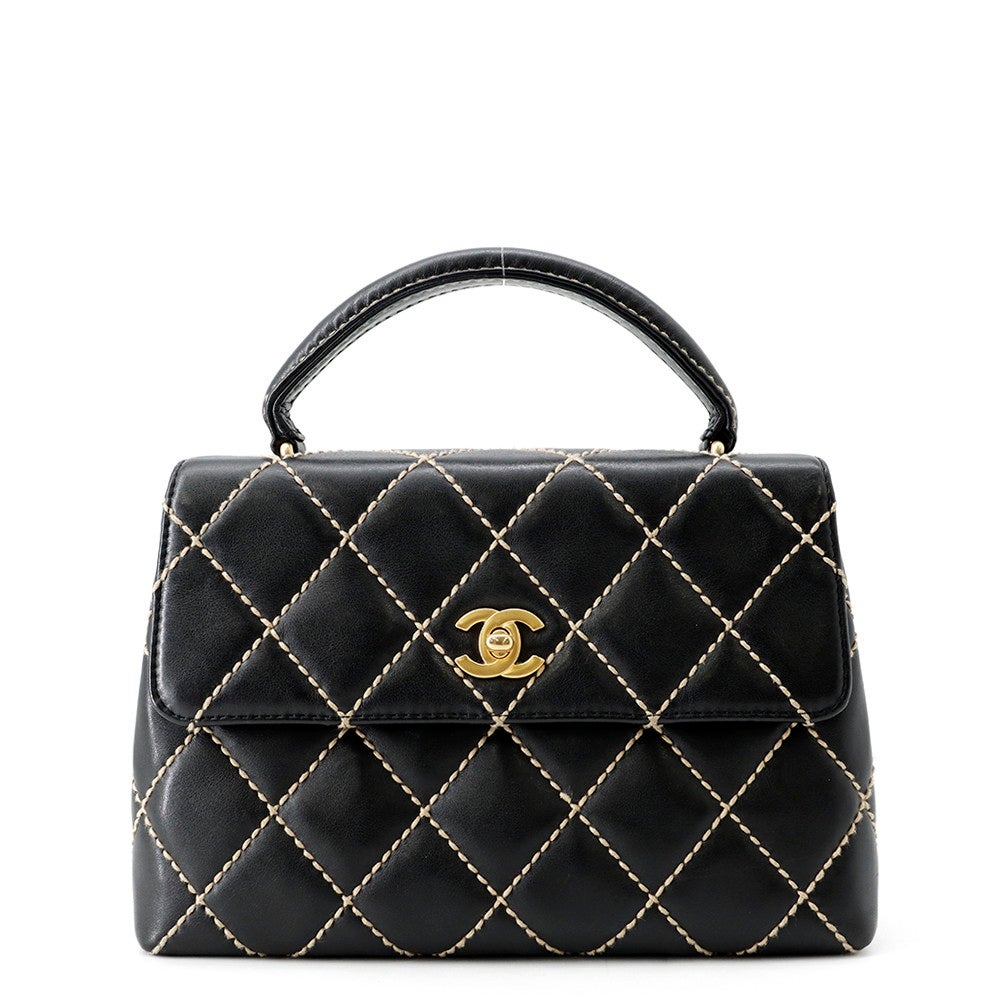 シャネル ハンドバッグ ステッチ ココマーク ラムスキン CHANEL バッグ