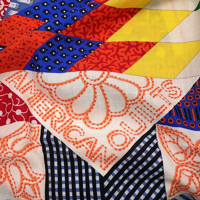 エルメス ストール カレ140 カレジェアン アメリカン・キルト American Quilts カシミヤ シルク HERMES 2022年秋冬
