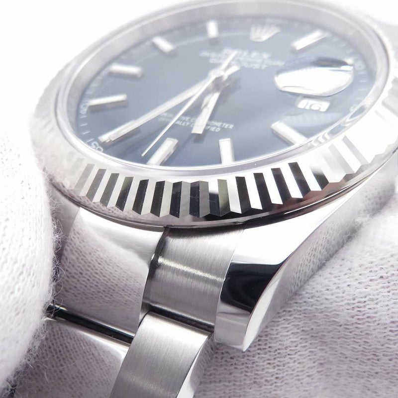 ロレックス デイトジャスト41 SS/K18WG ランダムシリアル ルーレット 126334 ブライトブルー文字盤