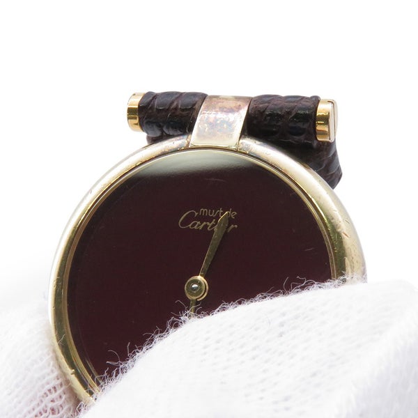カルティエ マスト ヴァンドーム SM ヴェルメイユ 590004 Cartier 腕時計 ボルドー文字盤