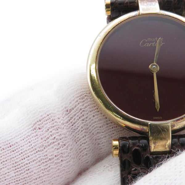 カルティエ マスト ヴァンドーム SM ヴェルメイユ 590004 Cartier 腕時計 ボルドー文字盤
