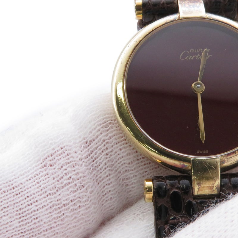 カルティエ マスト ヴァンドーム SM ヴェルメイユ 590004 Cartier 腕時計 ボルドー文字盤