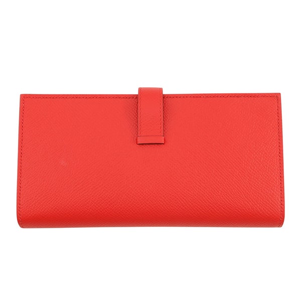 エルメス 長財布 ベアンスフレ マチ有り ルージュトマト/シルバー金具 エプソン D刻印 HERMES 財布