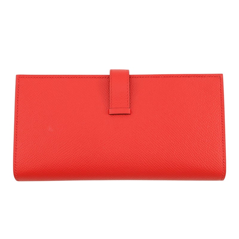 エルメス 長財布 ベアンスフレ マチ有り ルージュトマト/シルバー金具 エプソン D刻印 HERMES 財布