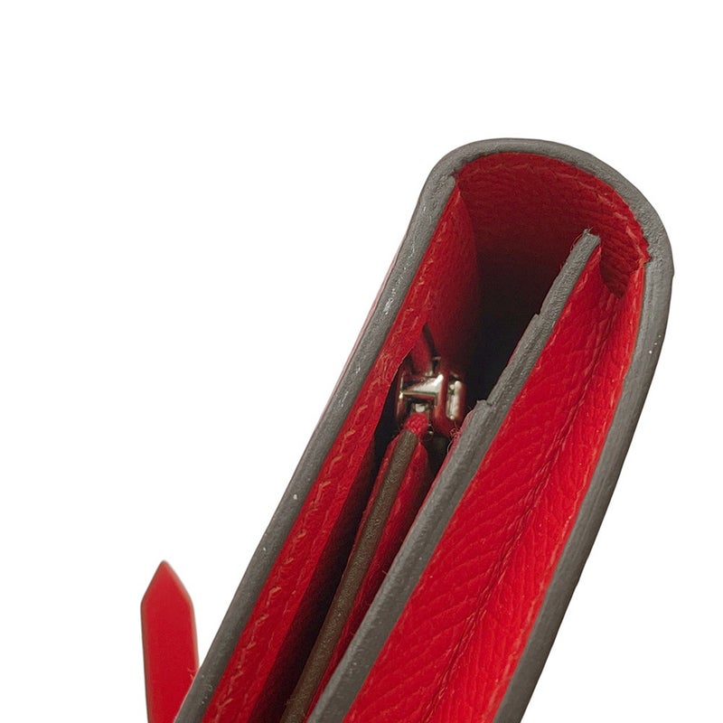 エルメス 長財布 ベアンスフレ マチ有り ルージュトマト/シルバー金具 エプソン D刻印 HERMES 財布