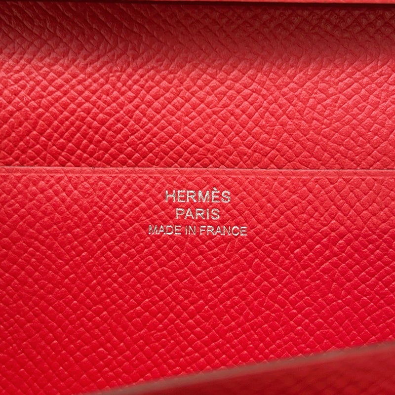 エルメス 長財布 ベアンスフレ マチ有り ルージュトマト/シルバー金具 エプソン D刻印 HERMES 財布
