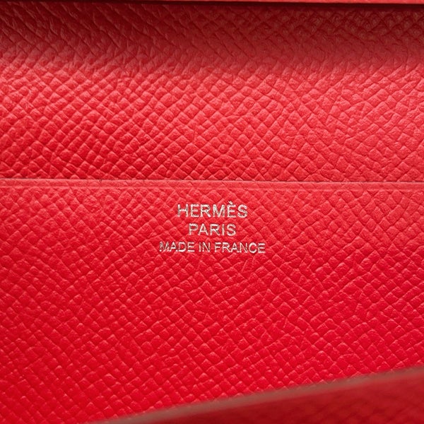 エルメス 長財布 ベアンスフレ マチ有り ルージュトマト/シルバー金具 エプソン D刻印 HERMES 財布
