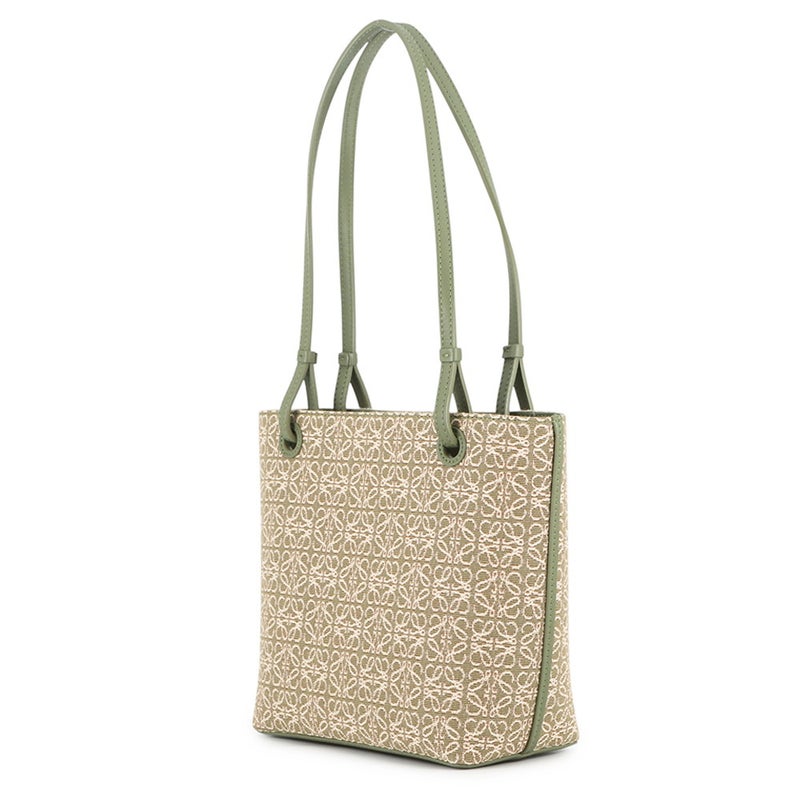 ロエベ トートバッグ アナグラム スクエアトート キャンバス/レザー A933C05X01 LOEWE バッグ 白