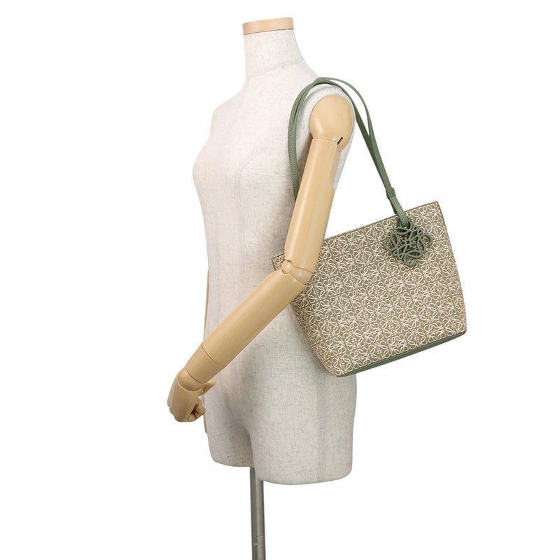 ロエベ トートバッグ アナグラム スクエアトート キャンバス/レザー A933C05X01 LOEWE バッグ 白