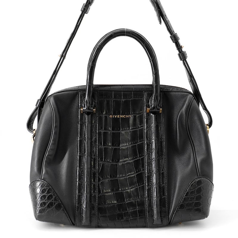 ジバンシー ハンドバッグ ルクレツィア ミディアム クロコダイル レザー GIVENCHY 2way 黒