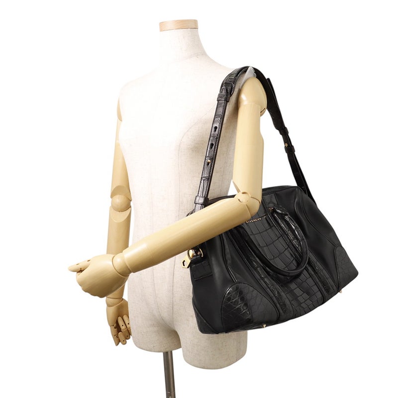 ジバンシー ハンドバッグ ルクレツィア ミディアム クロコダイル レザー GIVENCHY 2way 黒