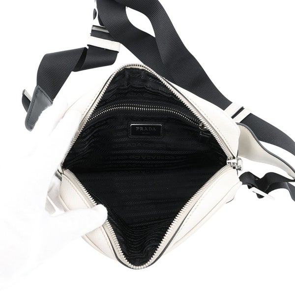 プラダ ボディバッグ レザー 2VL012 PRADA バッグ ウエストバッグ 白