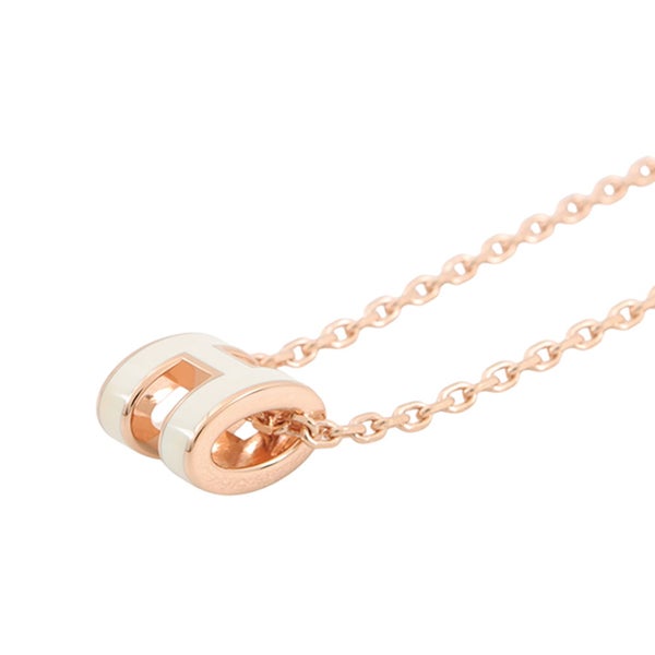 エルメス ネックレス ミニ・ポップアッシュ ホワイト/ピンクゴールド金具 HERMES アクセサリー 白