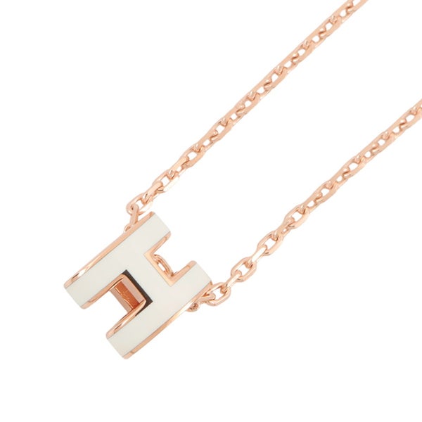 エルメス ネックレス ミニ・ポップアッシュ ホワイト/ピンクゴールド金具 HERMES アクセサリー 白