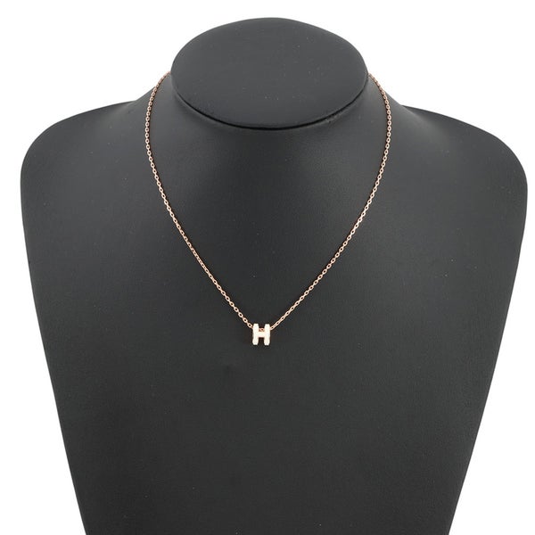 エルメス ネックレス ミニ・ポップアッシュ ホワイト/ピンクゴールド金具 HERMES アクセサリー 白