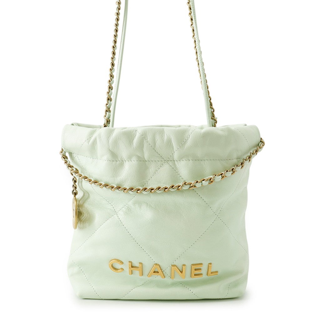 シャネル ハンドバッグ CHANEL 22 ミニ ココマーク シャイニーカーフ