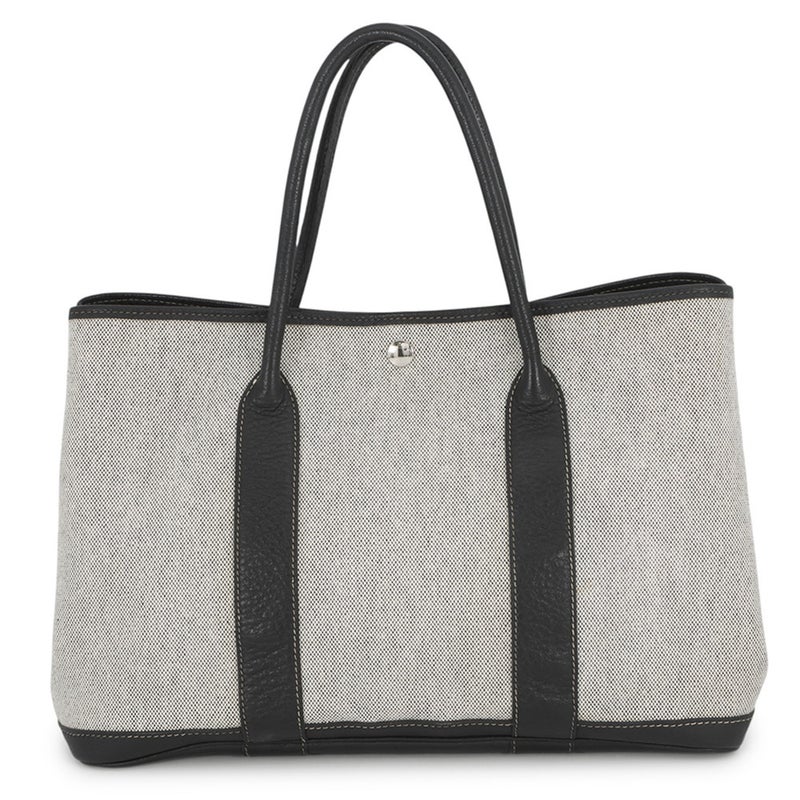 エルメス トートバッグ ガーデンパーティPM ベージュ/ブラック/シルバー金具 トワルアッシュ/ブッフル □G刻印 黒