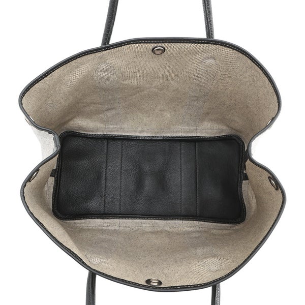 エルメス トートバッグ ガーデンパーティPM ベージュ/ブラック/シルバー金具 トワルアッシュ/ブッフル □G刻印 黒
