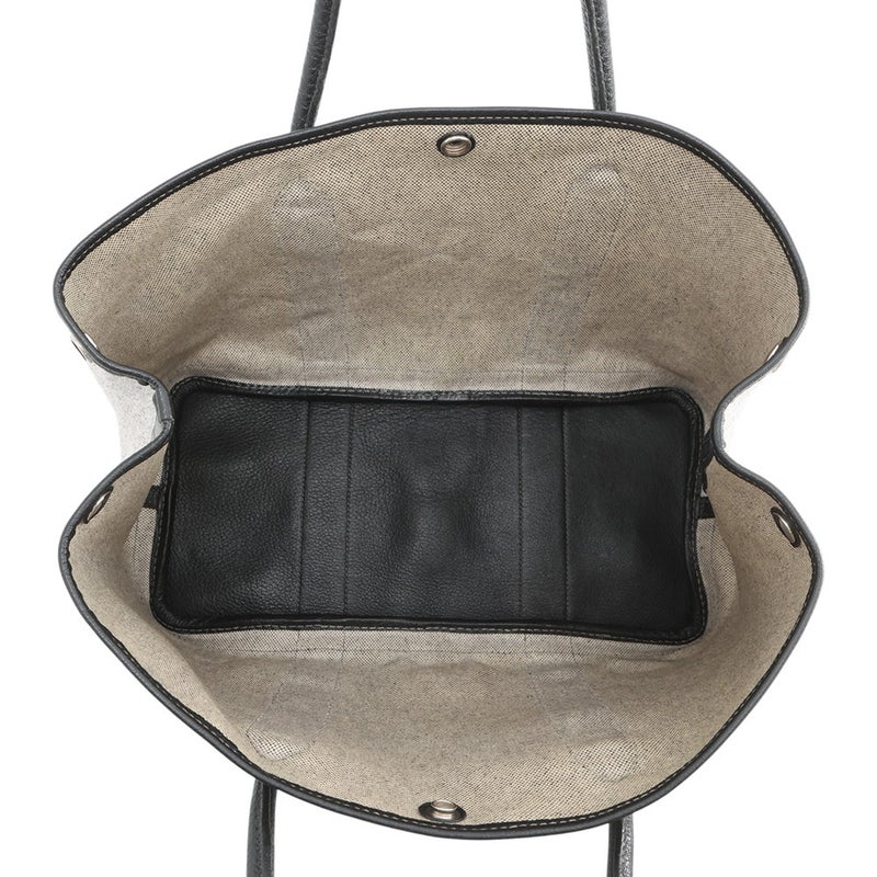 エルメス トートバッグ ガーデンパーティPM ベージュ/ブラック/シルバー金具 トワルアッシュ/ブッフル □G刻印 黒