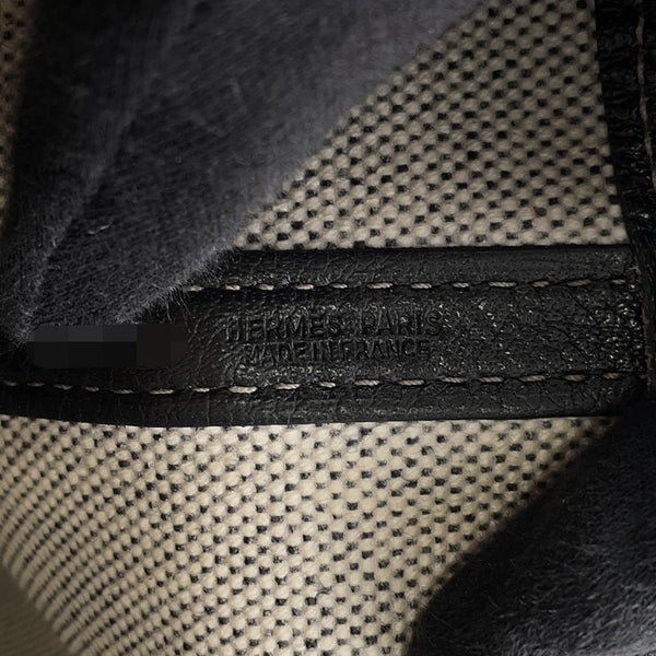 エルメス トートバッグ ガーデンパーティPM ベージュ/ブラック/シルバー金具 トワルアッシュ/ブッフル □G刻印 黒