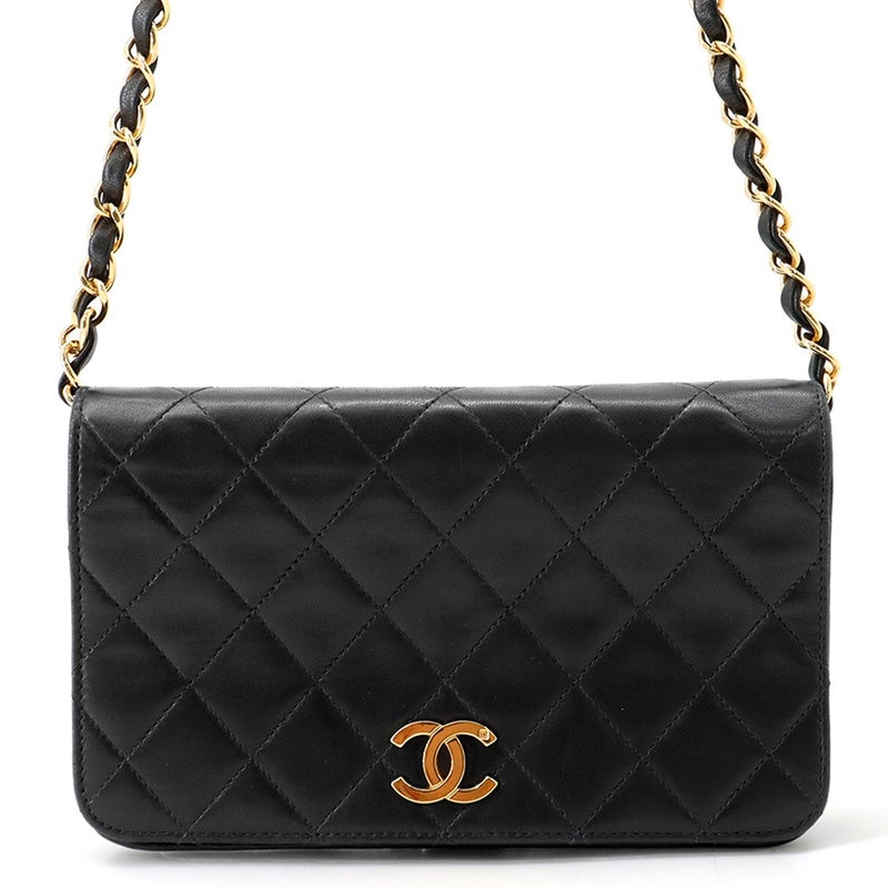 シャネル チェーンショルダーバッグ マトラッセ ココマーク ラムスキン CHANEL バッグ 黒