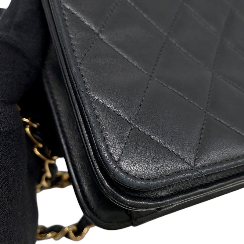 シャネル チェーンショルダーバッグ マトラッセ ココマーク ラムスキン CHANEL バッグ 黒