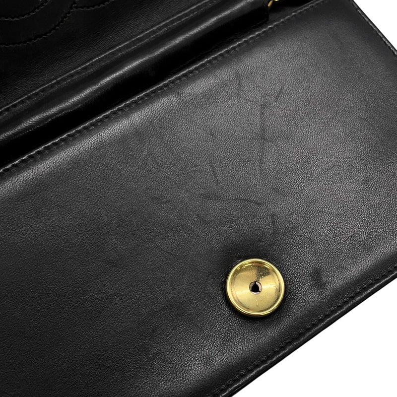 シャネル チェーンショルダーバッグ マトラッセ ココマーク ラムスキン CHANEL バッグ 黒