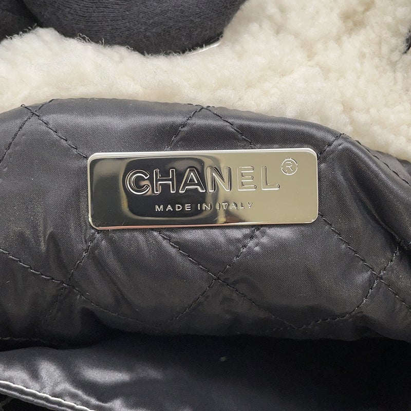 シャネル トートバッグ ココマーク ココネージュ ツイード ムートン AS0981 CHANEL バッグ 巾着バッグ 白