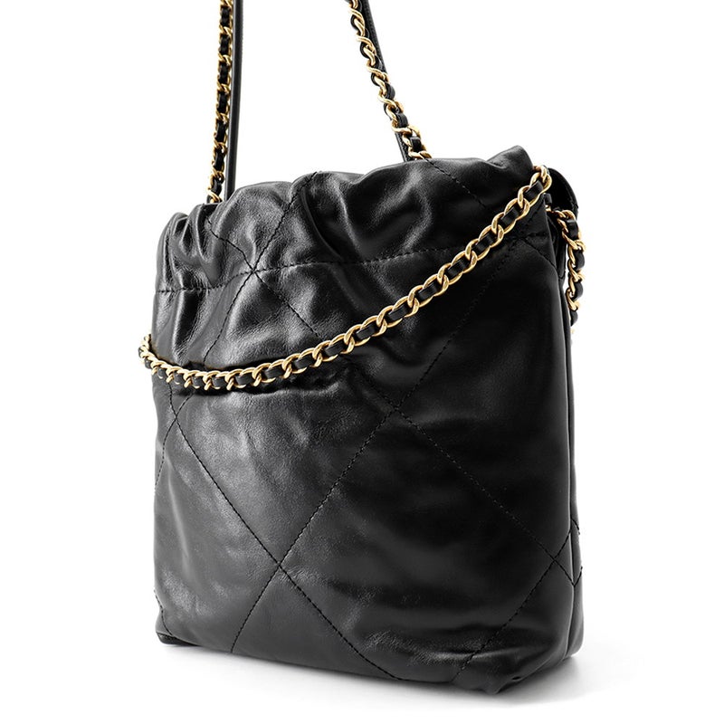 シャネル ハンドバッグ CHANEL 22 ミニ ココマーク シャイニーカーフレザー AS3980 CHANEL 2way 黒