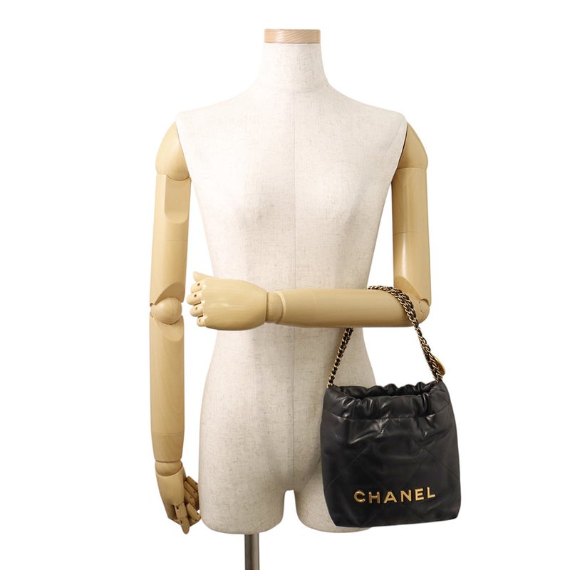 シャネル ハンドバッグ CHANEL 22 ミニ ココマーク シャイニーカーフレザー AS3980 CHANEL 2way 黒