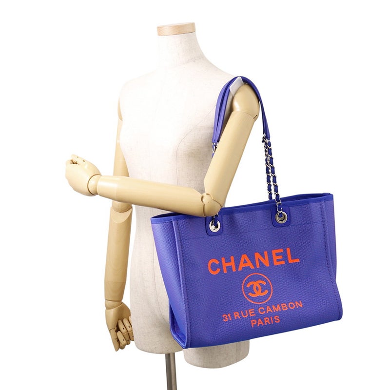 シャネル トートバッグ ドーヴィルライン ミディアム ショッピングバッグ ロゴ キャンバス A67001 CHANEL バッグ チェーントート