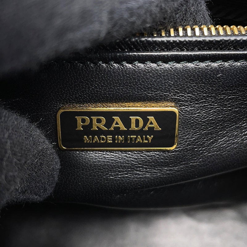 プラダ ハンドバッグ ガレリア フラワー サフィアーノ PRADA 2wayショルダーバッグ 黒