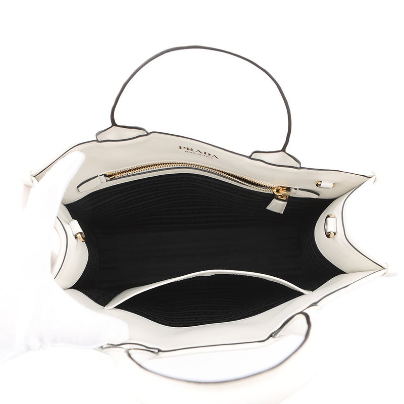 プラダ ハンドバッグ シンボル トップステッチ スモール レザー 1BA379 PRADA 2way 白