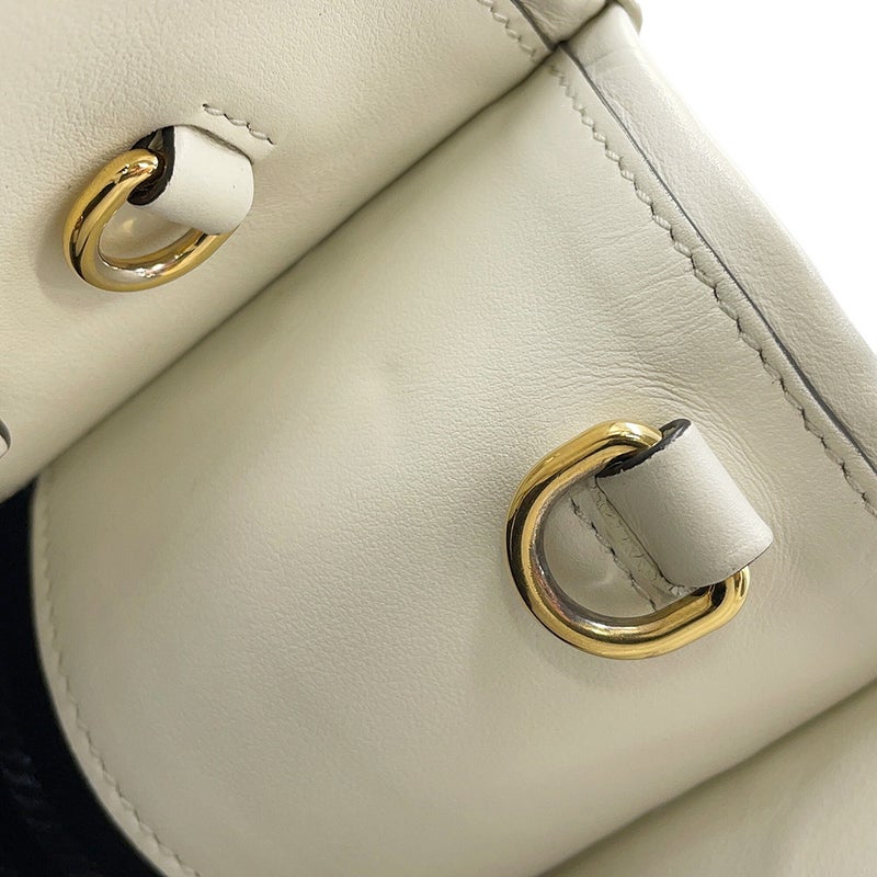 プラダ ハンドバッグ シンボル トップステッチ スモール レザー 1BA379 PRADA 2way 白