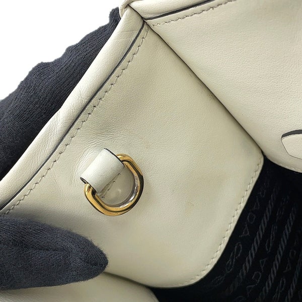 プラダ ハンドバッグ シンボル トップステッチ スモール レザー 1BA379 PRADA 2way 白