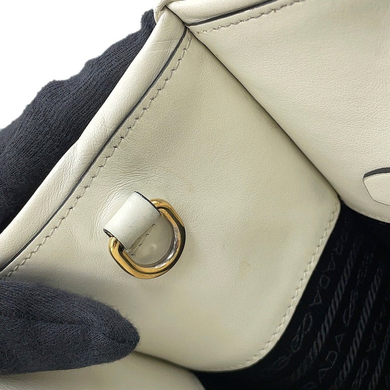 プラダ ハンドバッグ シンボル トップステッチ スモール レザー 1BA379 PRADA 2way 白