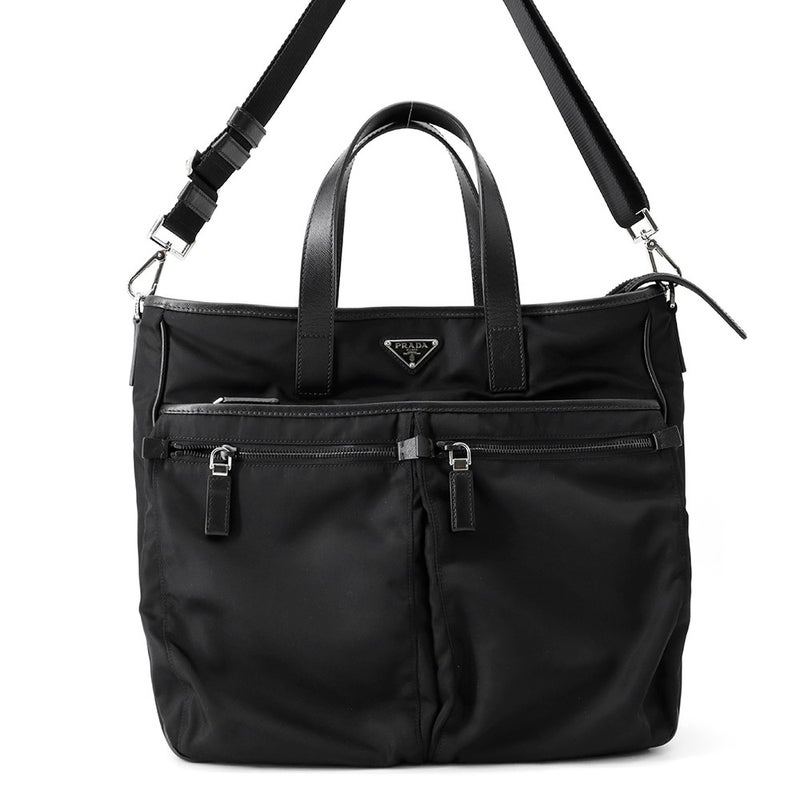 プラダ トートバッグ ビジネスバッグ ナイロン/レザー 2VG860 PRADA 2wayショルダーバッグ 黒