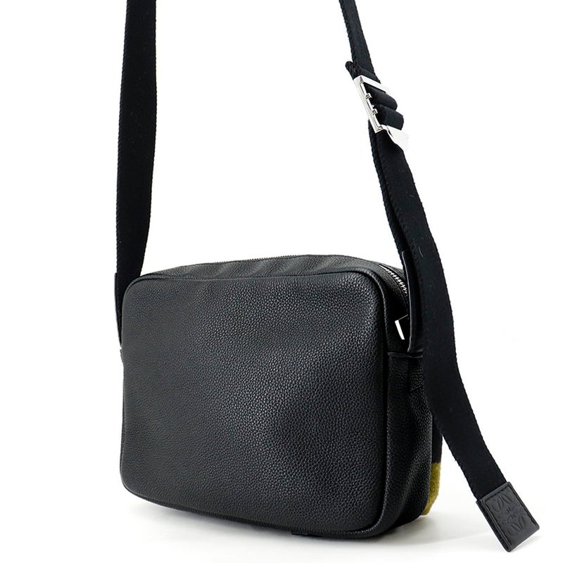 ロエベ ショルダーバッグ ミリタリー メッセンジャーXS レザー/ウール 317.12AA72 LOEWE 黒