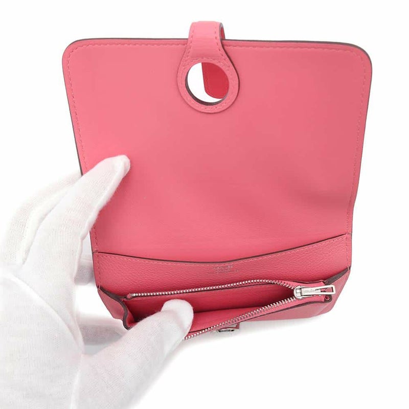 エルメス 二つ折り財布 ドゴン コンパクト ローズアザレ/シルバー金具 エバーカラー A刻印 財布