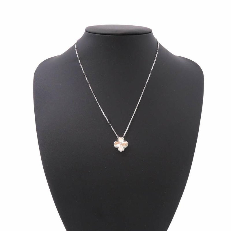 ヴァンクリーフ&アーペル ネックレス ヴィンテージ アルハンブラ ギヨシェ ダイヤ 1P K18WG/K18PG VCARPNTH00 2024年ホリデー限定