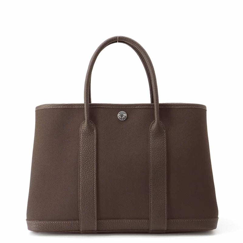 エルメス トートバッグ ガーデンパーティTPM エベンヌ/ヴェールブロンズ/シルバー金具 トワルミリタリー/ネゴンダ W刻印