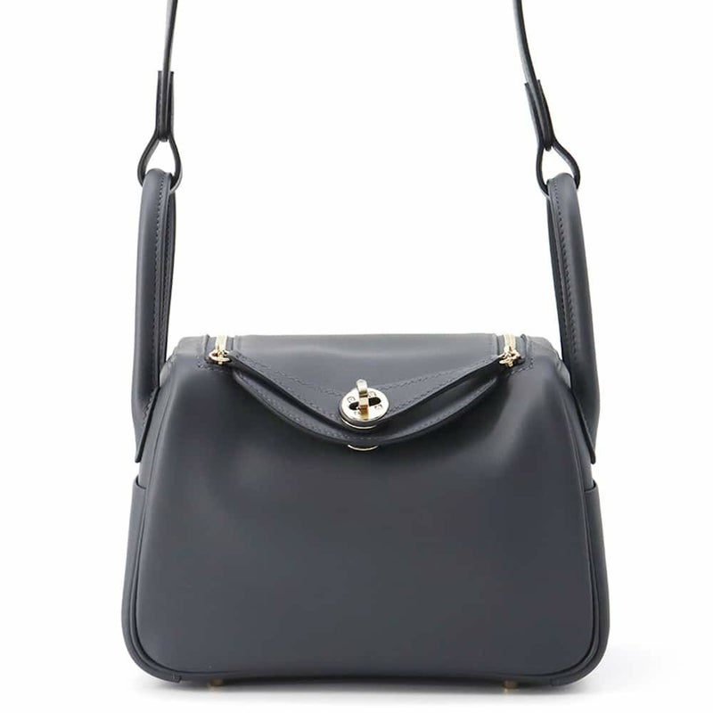 エルメス リンディ ミニ ヴェルソ グリミスティ/ブラック/シャンパンゴールド金具 スイフト W刻印 2wayショルダー 黒