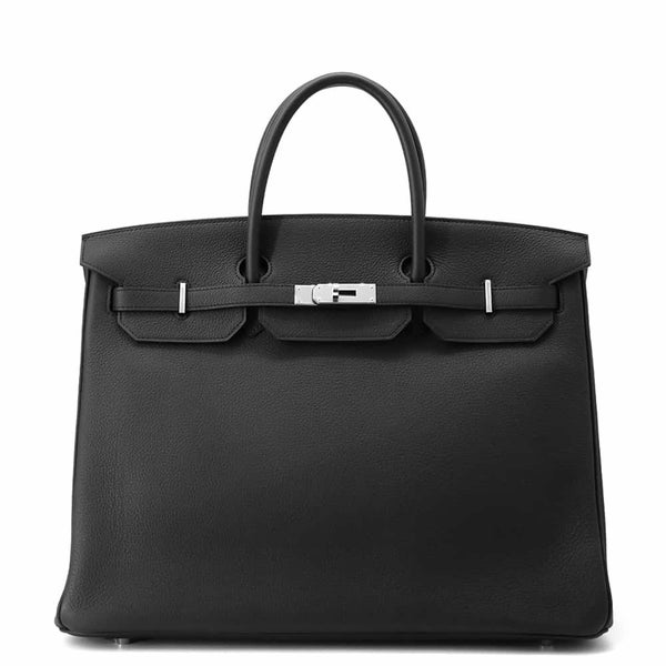 エルメス バーキン40 ブラック/シルバー金具 トゴ U刻印 HERMES Birkin ハンドバッグ 黒