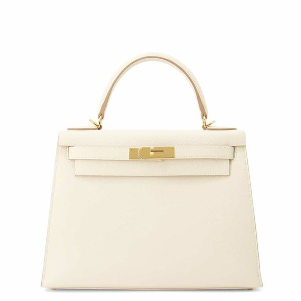 エルメス ハンドバッグ ケリー28 外縫い クレ/ゴールド金具 エプソン Y刻印 2wayショルダー