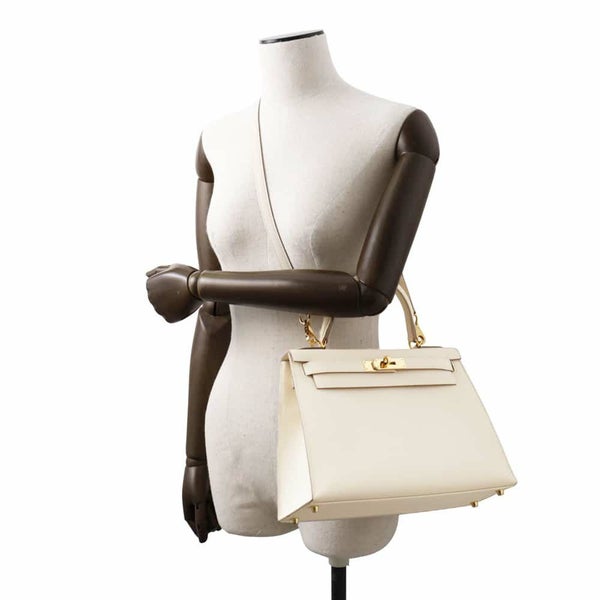 エルメス ハンドバッグ ケリー28 外縫い クレ/ゴールド金具 エプソン Y刻印 2wayショルダー